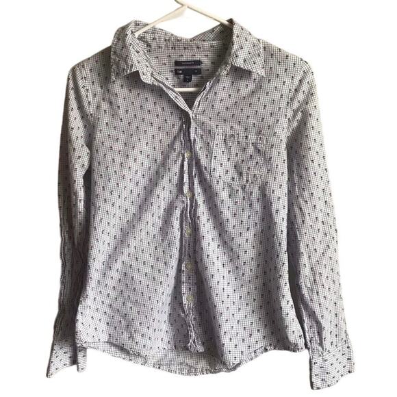 Gap Boyfriend Fit Floral Striped Button Up Blouse - Picture 1 of 2